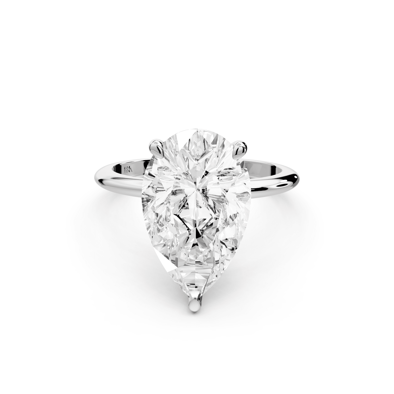 Odessa - 5ct 18k white gold pear Knife Edge Solitaire Engagement Ring - Mr. Alex Jewelry