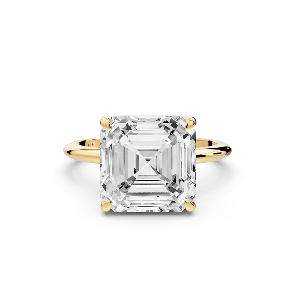 Odessa - 5ct 18k yellow gold asscher Knife Edge Solitaire Engagement Ring - Mr. Alex Jewelry