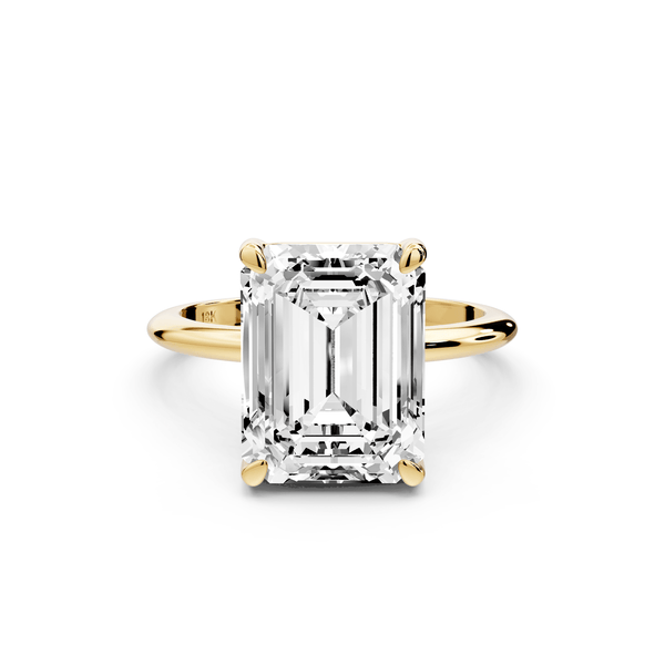 Odessa - 5ct 18k yellow gold emerald Knife Edge Solitaire Engagement Ring - Mr. Alex Jewelry