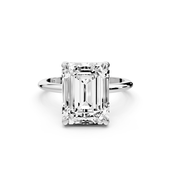 Odessa - 5ct platinum emerald Knife Edge Solitaire Engagement Ring - Mr. Alex Jewelry