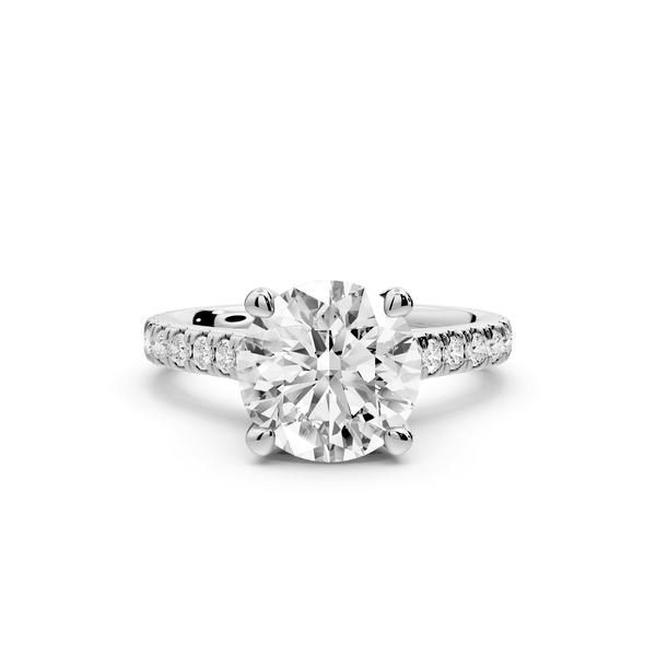 Odette - 2ct 14k white gold round Diamond Engagement Ring with Pavé Band & Hidden Halo - Mr. Alex Jewelry