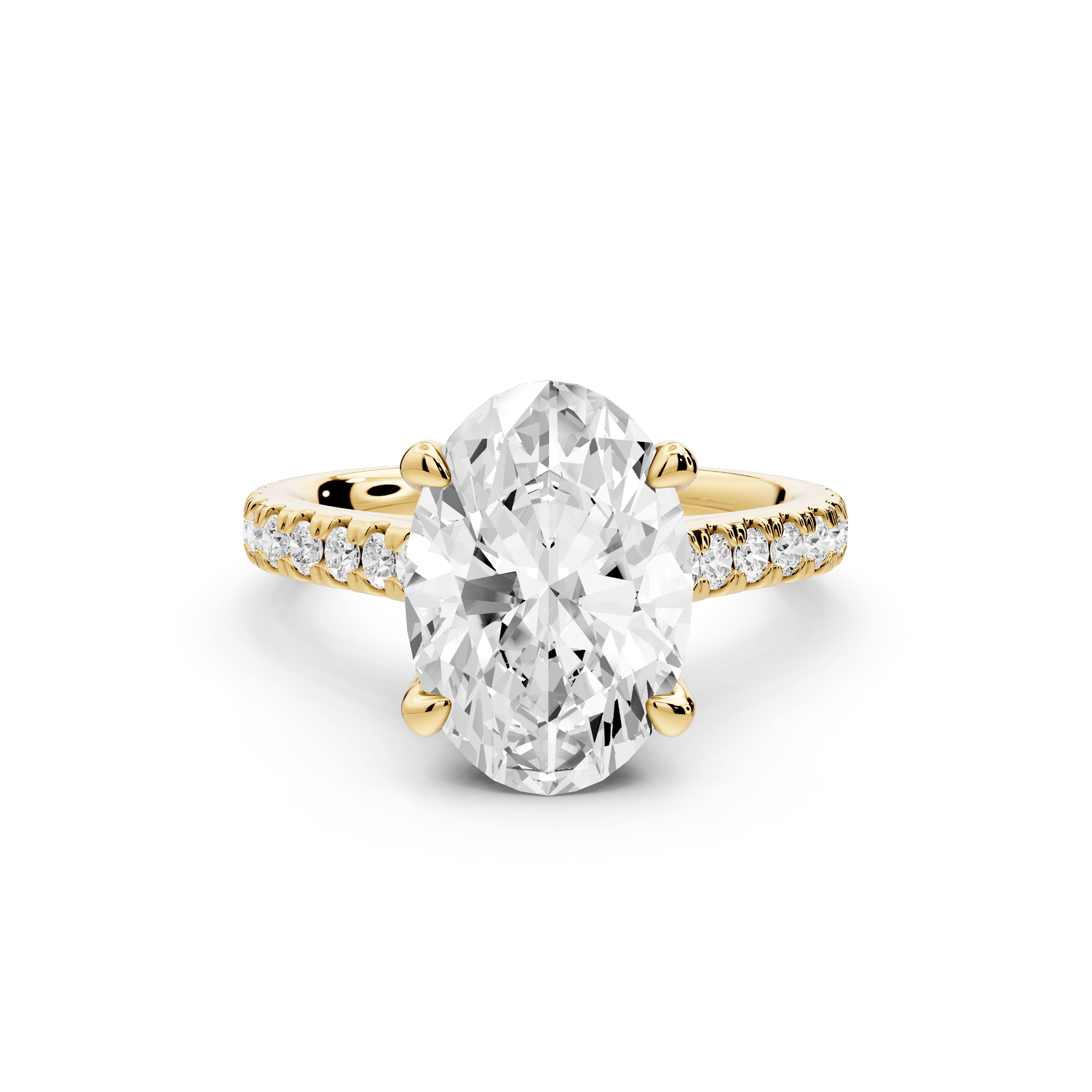 Odette - 3ct 18k yellow gold oval Diamond Engagement Ring with Pavé Band & Hidden Halo - Mr. Alex Jewelry