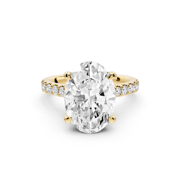 Odette - 4ct 18k yellow gold oval Diamond Engagement Ring with Pavé Band & Hidden Halo - Mr. Alex Jewelry