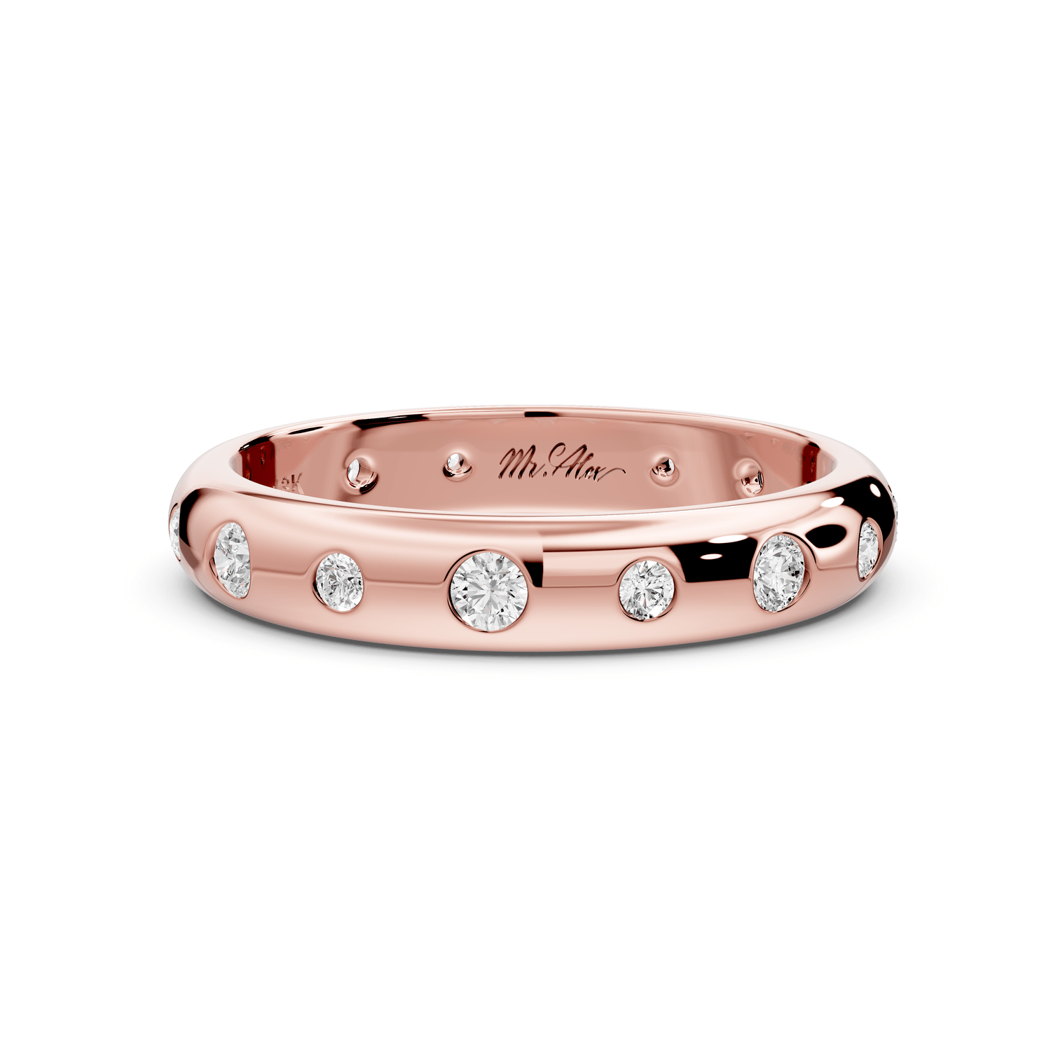 Oriana - 0.34ct 14k rose gold Flush-Set Diamond Wedding Band Ring - Mr. Alex Jewelry