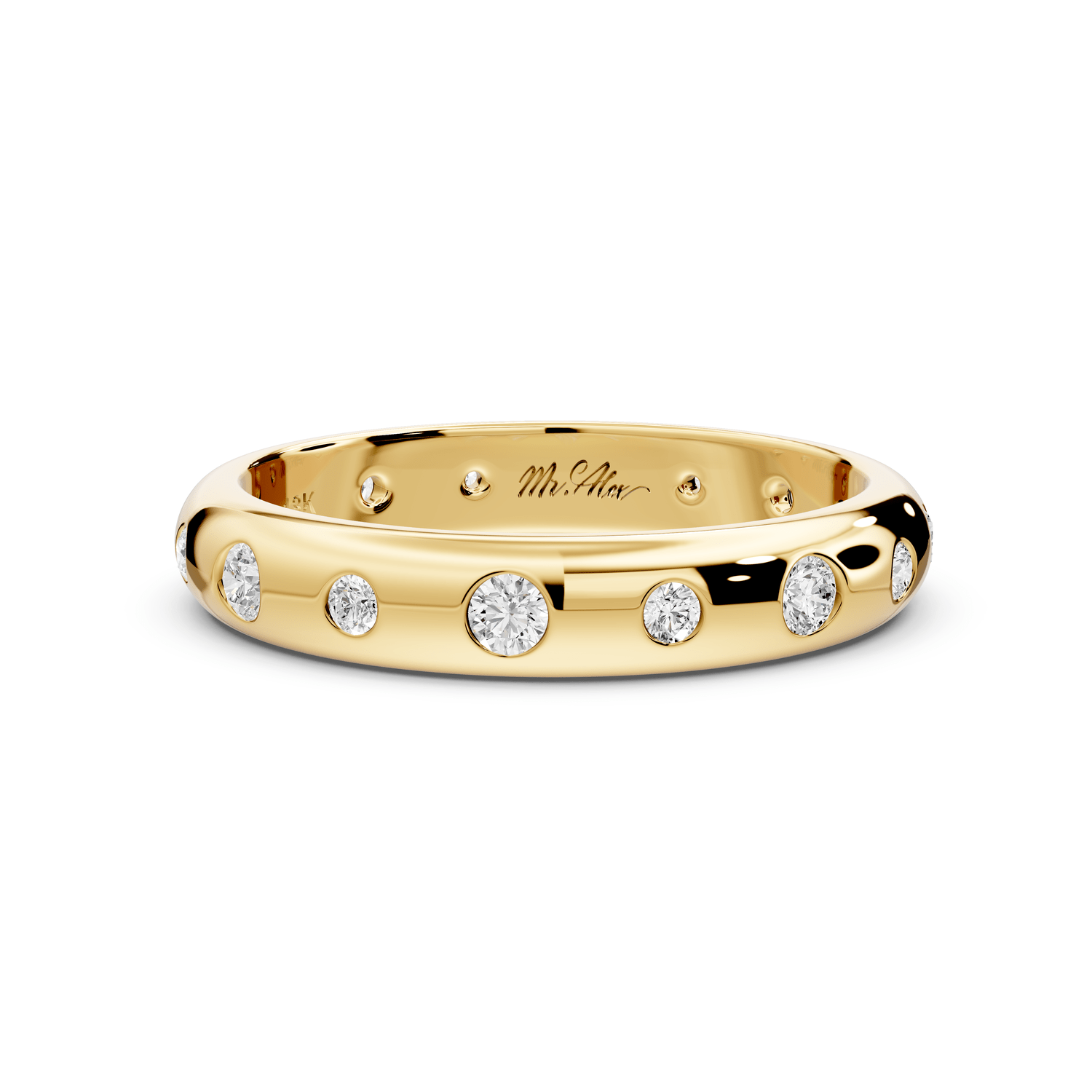 Oriana - 0.34ct 14k yellow gold Flush-Set Diamond Wedding Band Ring - Mr. Alex Jewelry