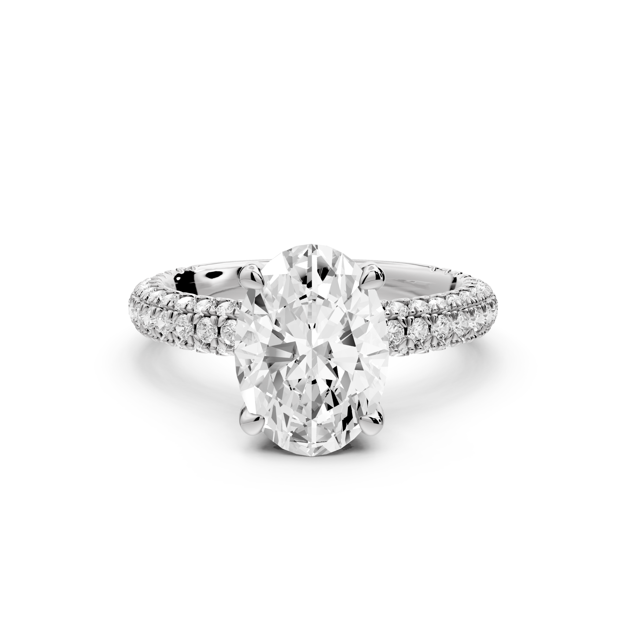 Oval Cut Diamond Engagement Ring with Pavé Band (AJ126O) - Mr. Alex Jewelry