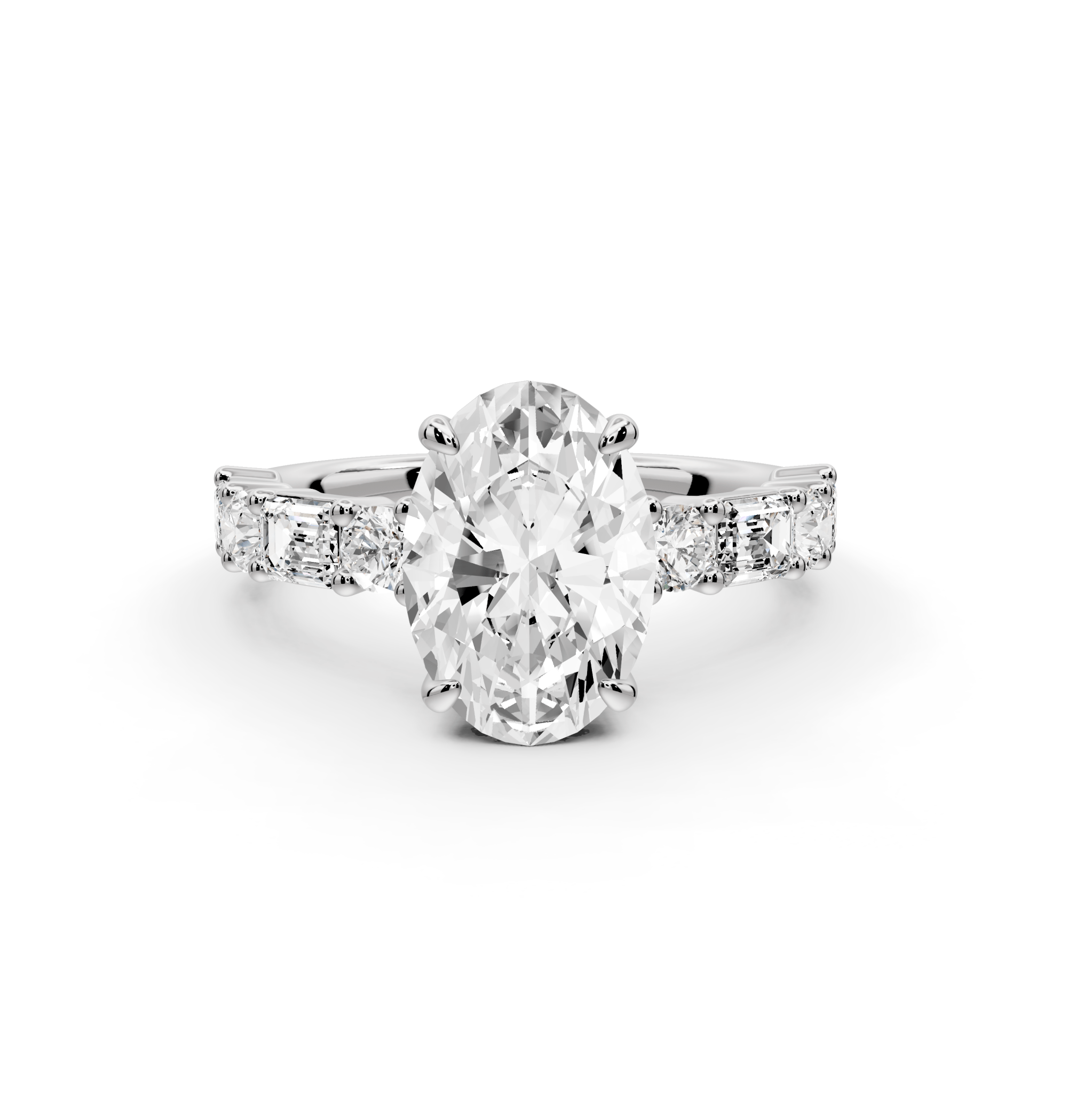 Oval Cut Diamond Engagement Ring with Side Stones (AJ102O) - Mr. Alex Jewelry
