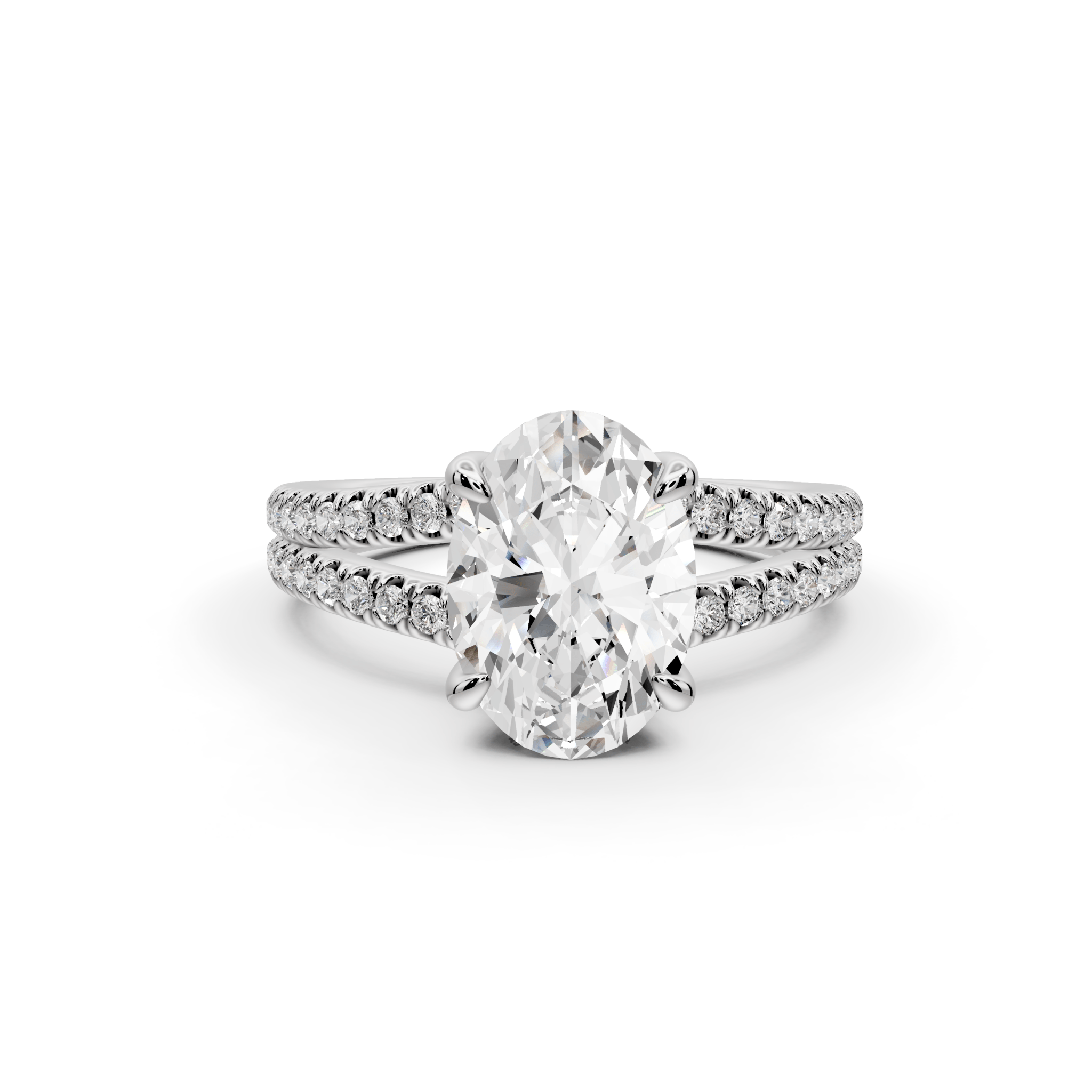 Oval Cut Diamond Engagement Ring with Split Shank Band (AJ103O) - Mr. Alex Jewelry