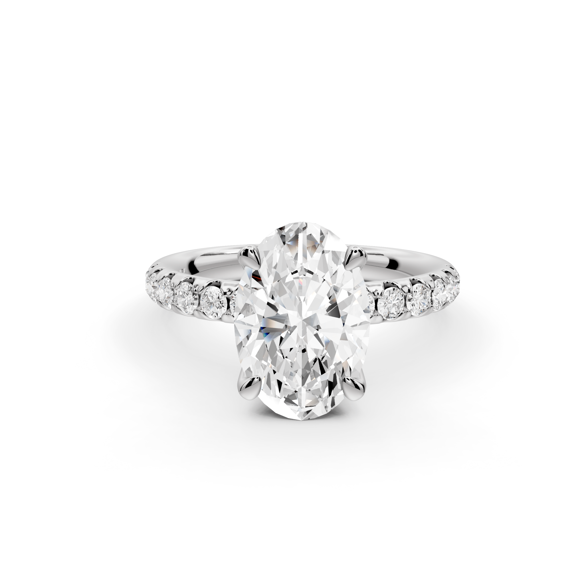 Oval Diamond Engagement Ring with Pave Band ( AJ101O) - Mr. Alex Jewelry