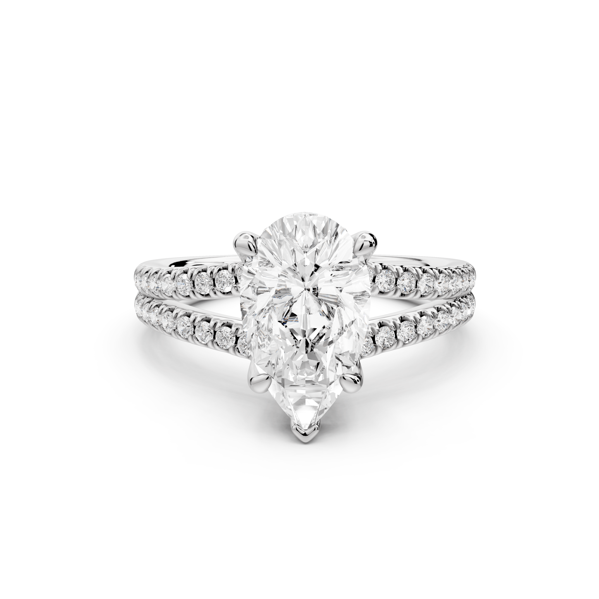 Pear Cut Diamond Double Band Ring (AJ103P) - Mr. Alex Jewelry