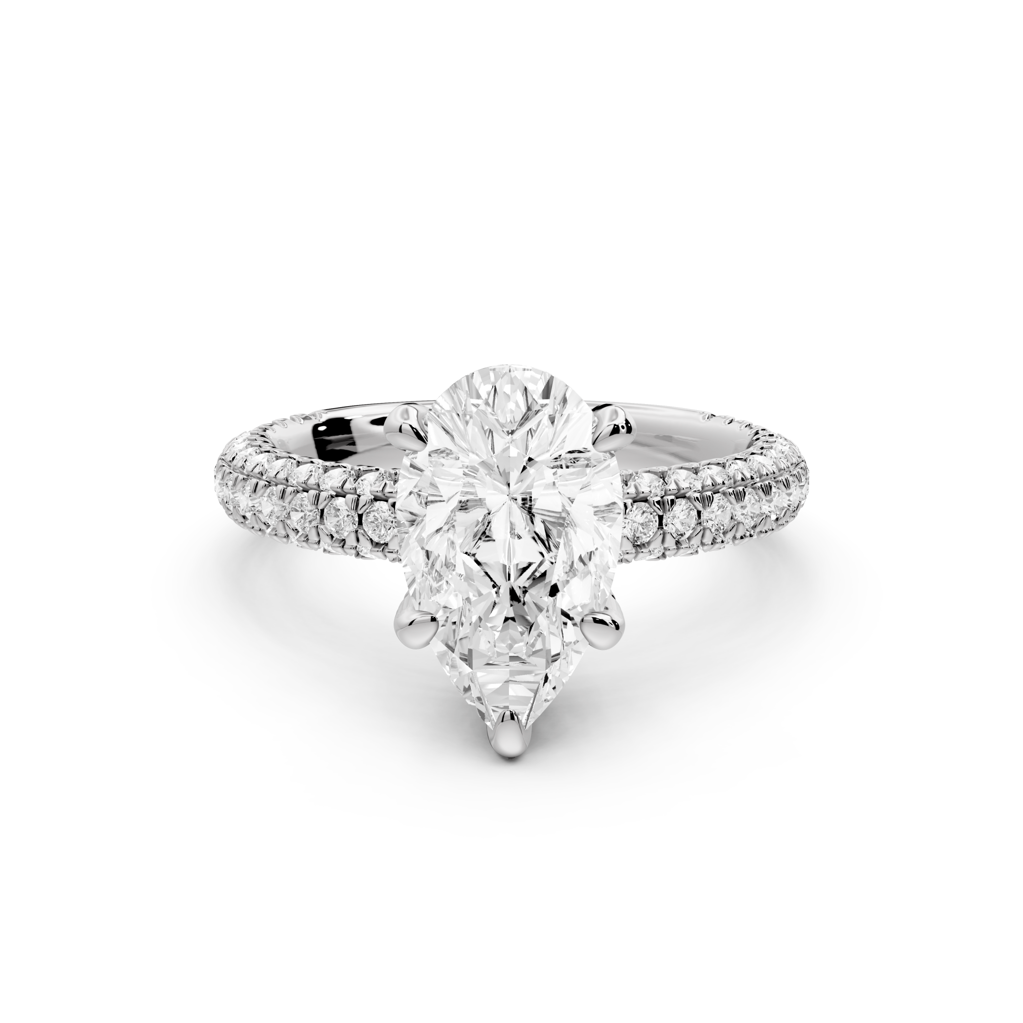 Pear Shape Diamond Engagement Ring with Pave Accents (AJ126P) - Mr. Alex Jewelry