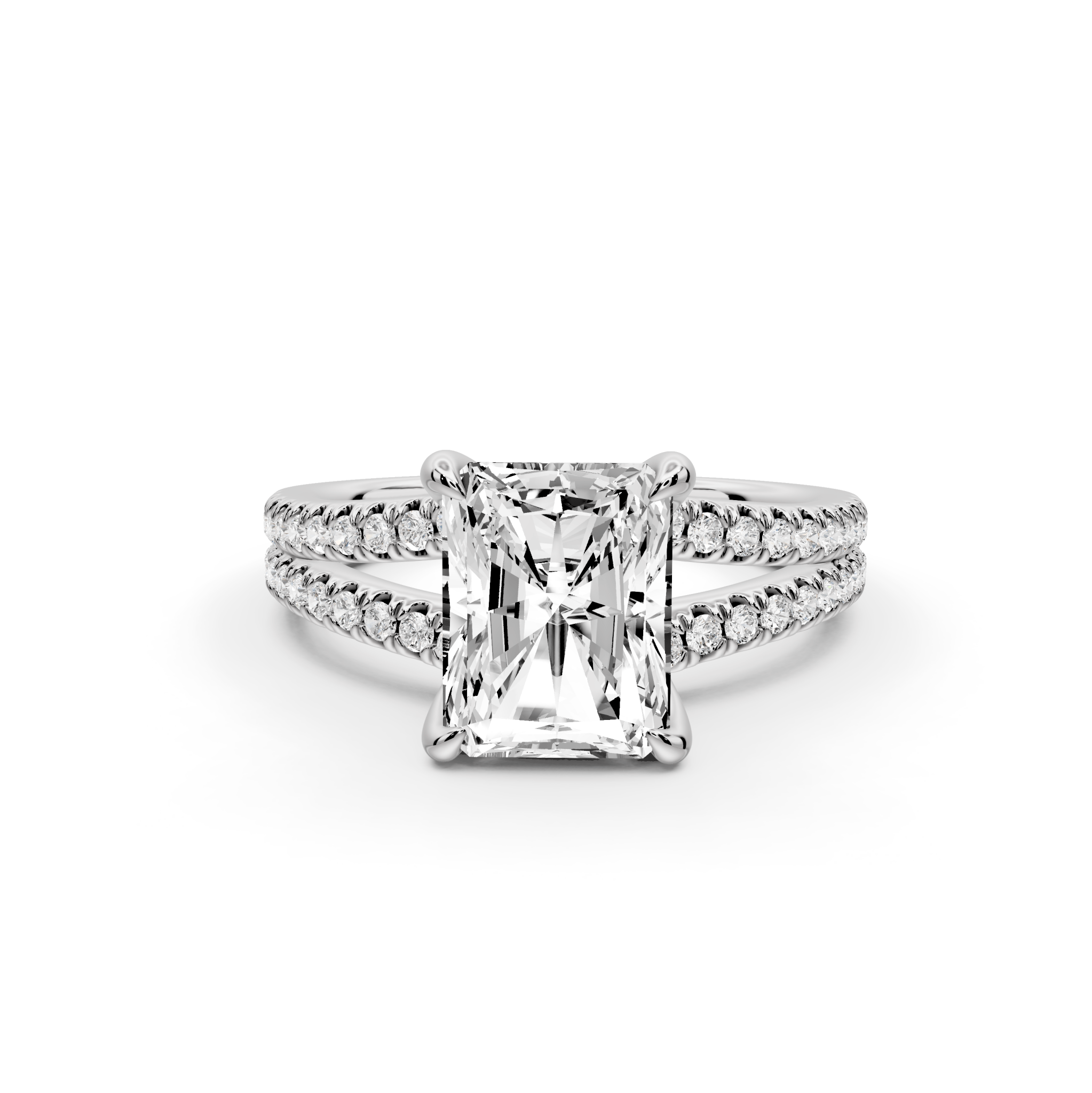 Radiant Cut Diamond Engagement Ring with Double Pavé Band ( AJ103RA) - Mr. Alex Jewelry