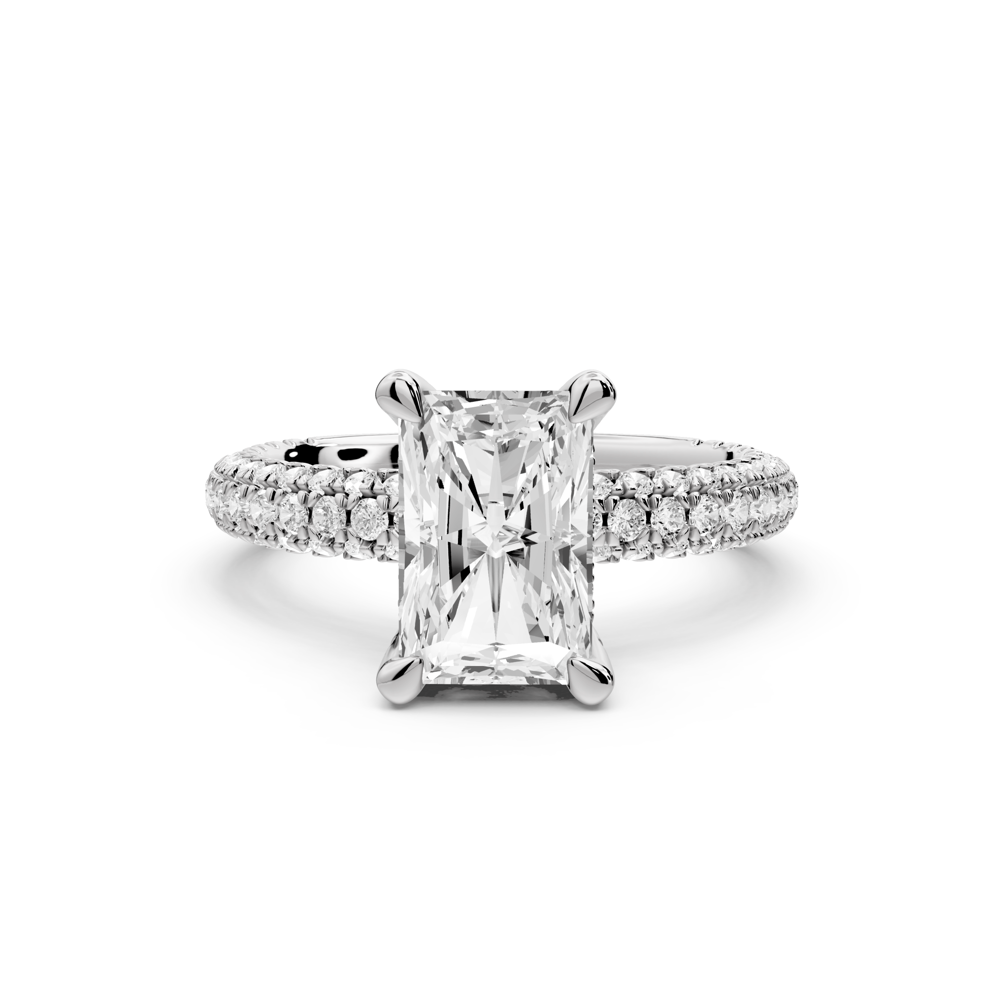 Radiant Cut Diamond Engagement Ring with Pave Band (AJ126RA) - Mr. Alex Jewelry