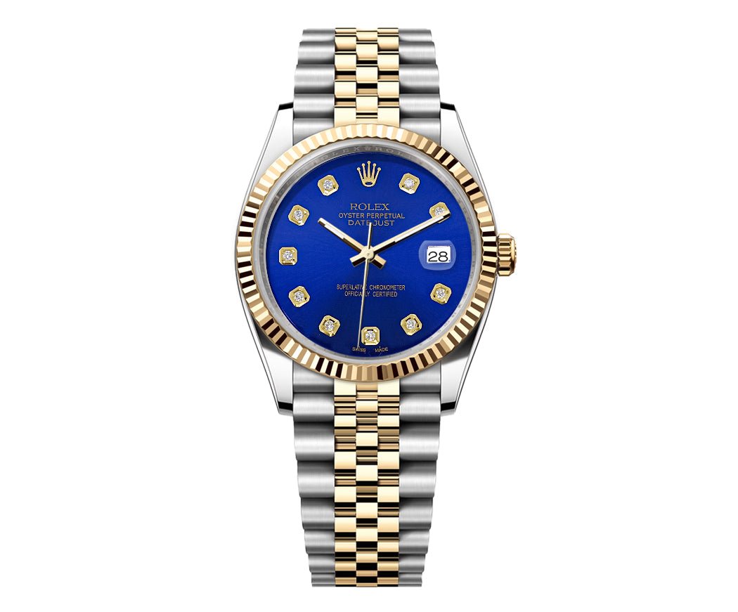 Rolex Date-Just 36mm Jubilee 2 Tone-Blue Gem Dial - Mr. Alex Jewelry