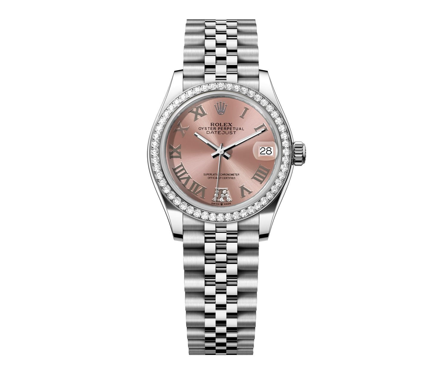Rolex DateJust 31mm Pink Roman Diamond Dial - Diamond Bezel - Mr. Alex Jewelry