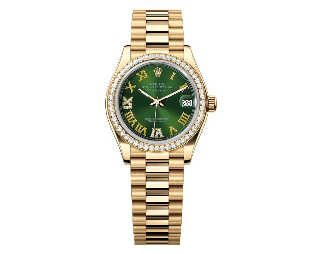 Rolex Datejust 31mm President Green Gem Dial - Diamond Bezel - Mr. Alex Jewelry