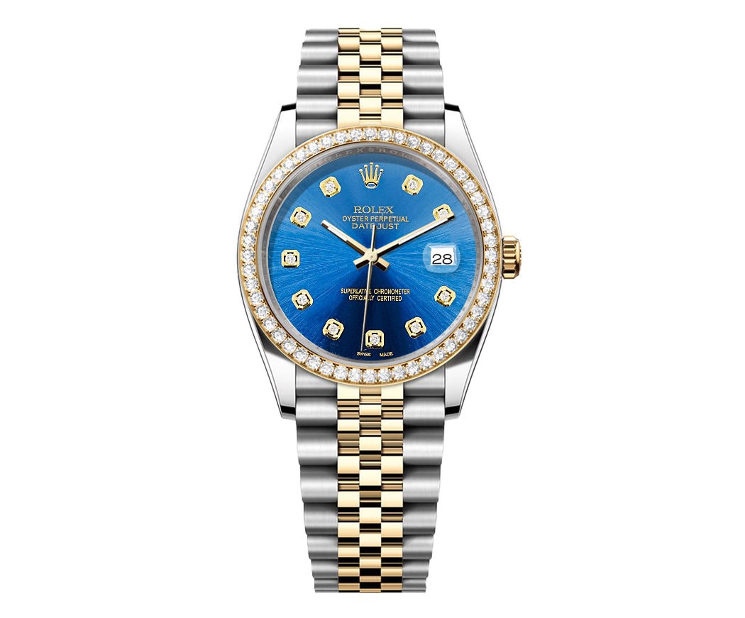 Rolex DateJust 36mm Blue Gem Dial-Diamond Bezel 1.50ct - Mr. Alex Jewelry