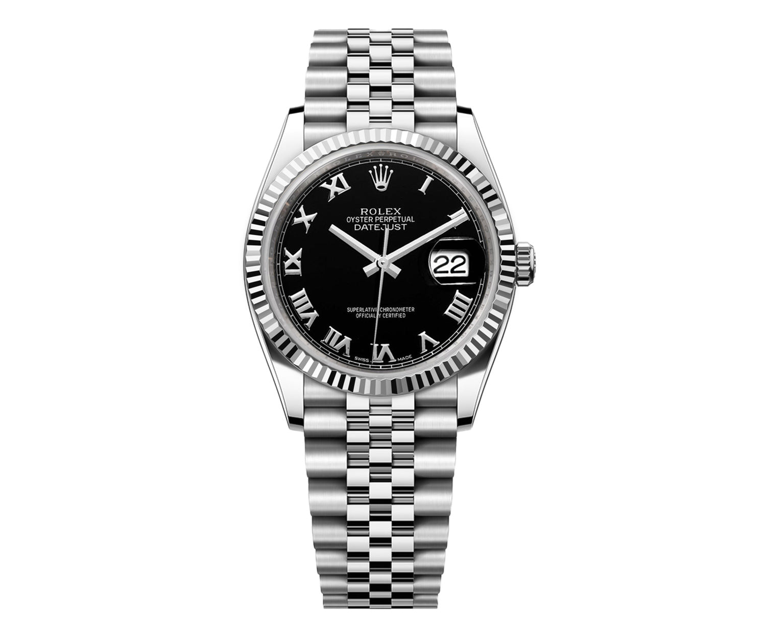 Rolex DateJust 36mm Jubilee - Black Roman Dial 16014 - Mr. Alex Jewelry