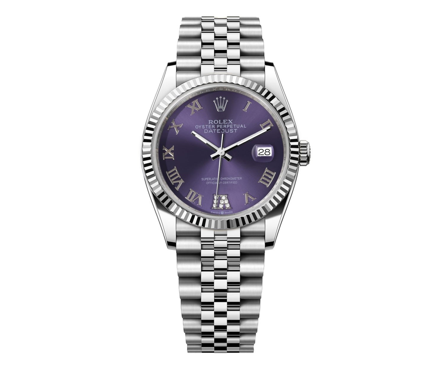 Rolex DateJust 36mm Jubilee - Purple Roman Diamond Dial - Mr. Alex Jewelry