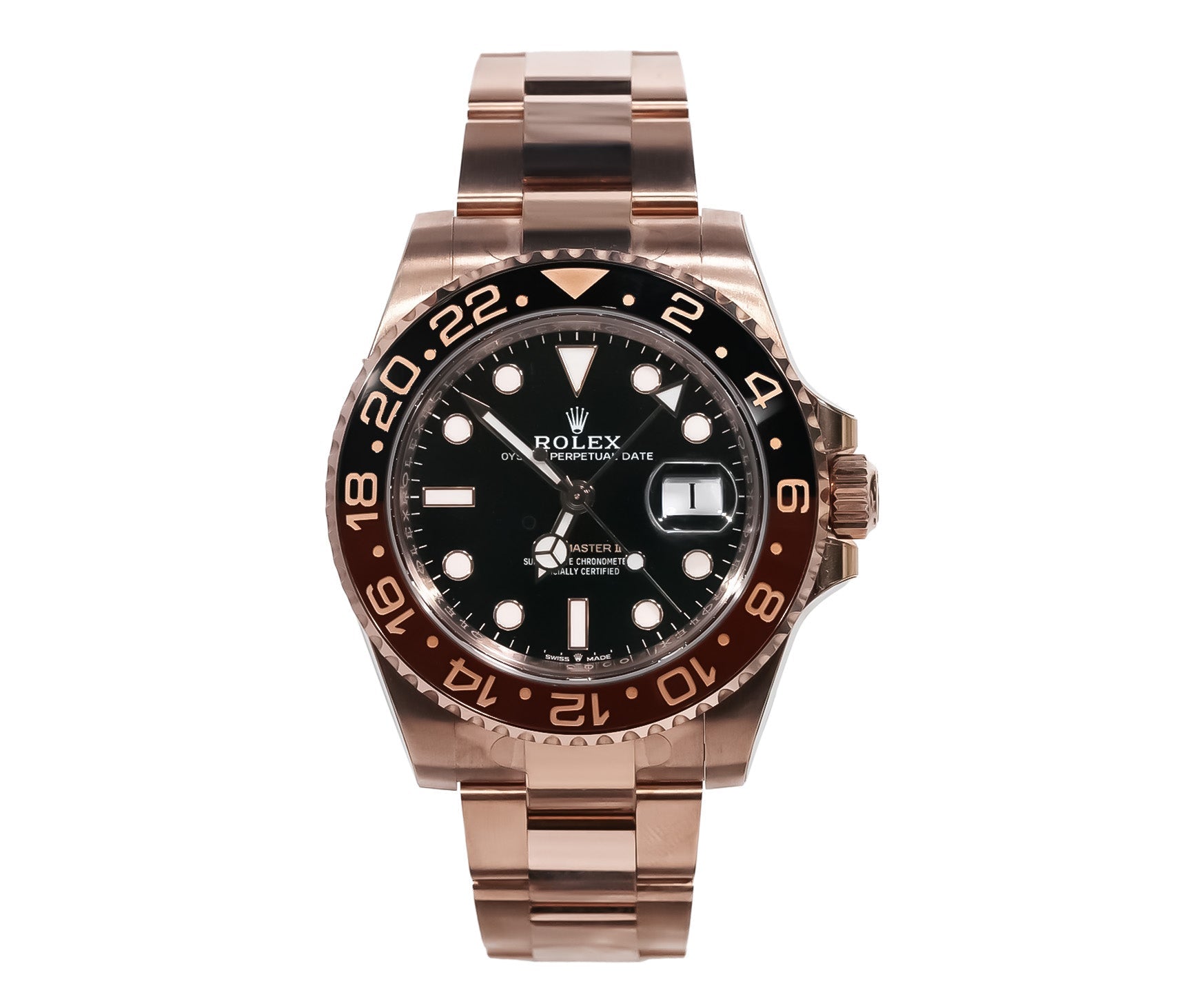 Rolex GMT - Master II 40mm Everose Gold Black Dial Ref:126715CHNR - Mr. Alex Jewelry