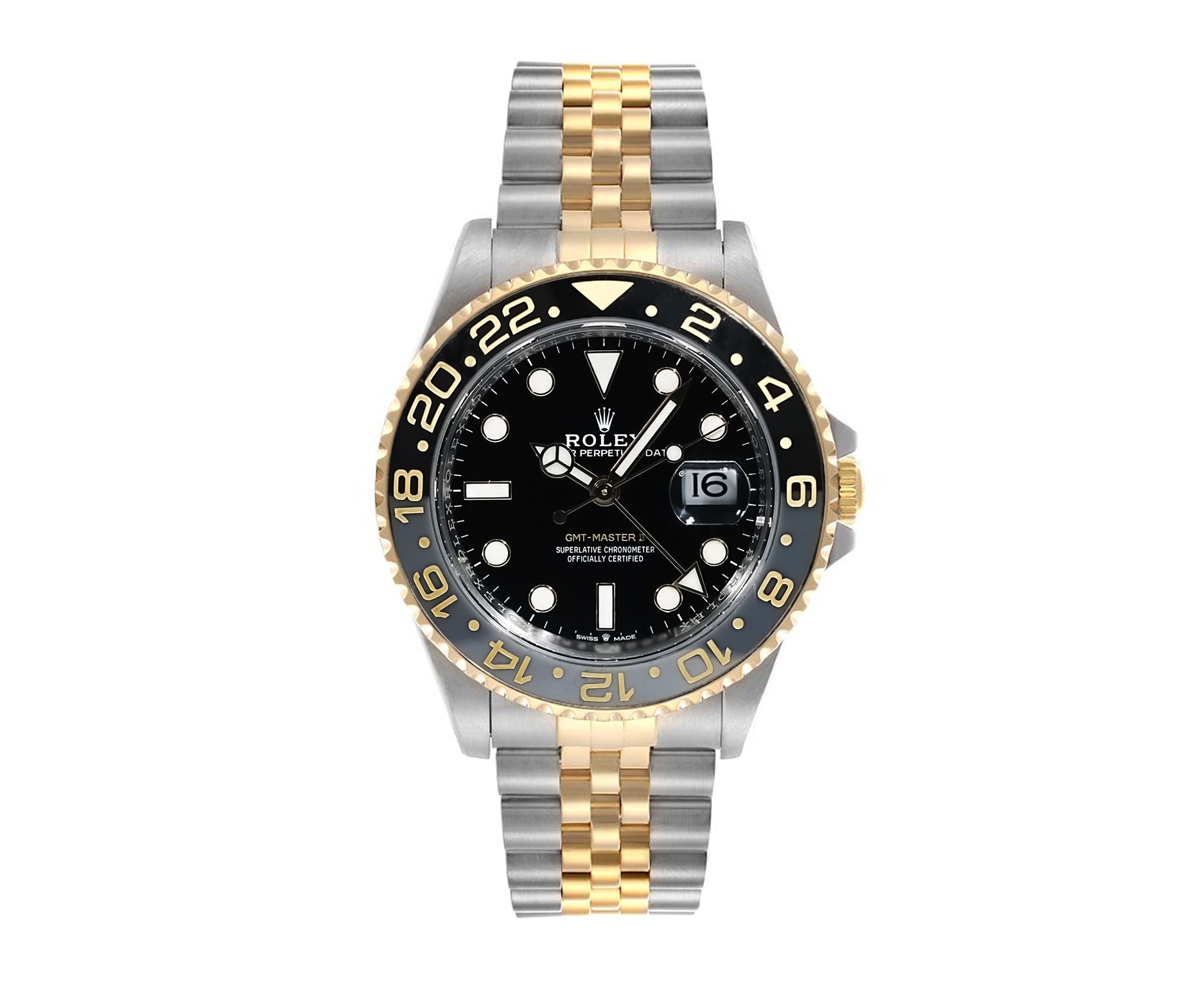 Rolex GMT - Master II Black Dial Steel and Gold 40mm 126713GRNR - Mr. Alex Jewelry