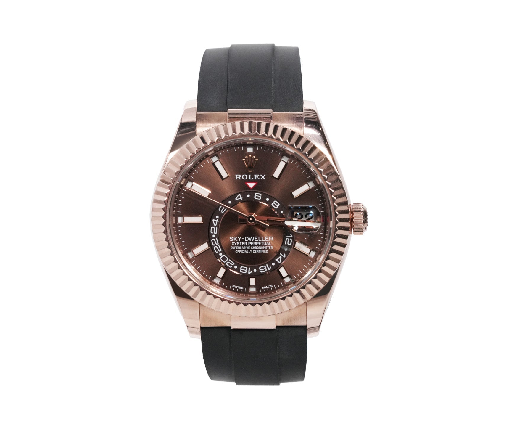 Rolex Sky - Dweller 42mm Everose Gold Chocolate Dial Oysterflex Ref:326235 - Mr. Alex Jewelry