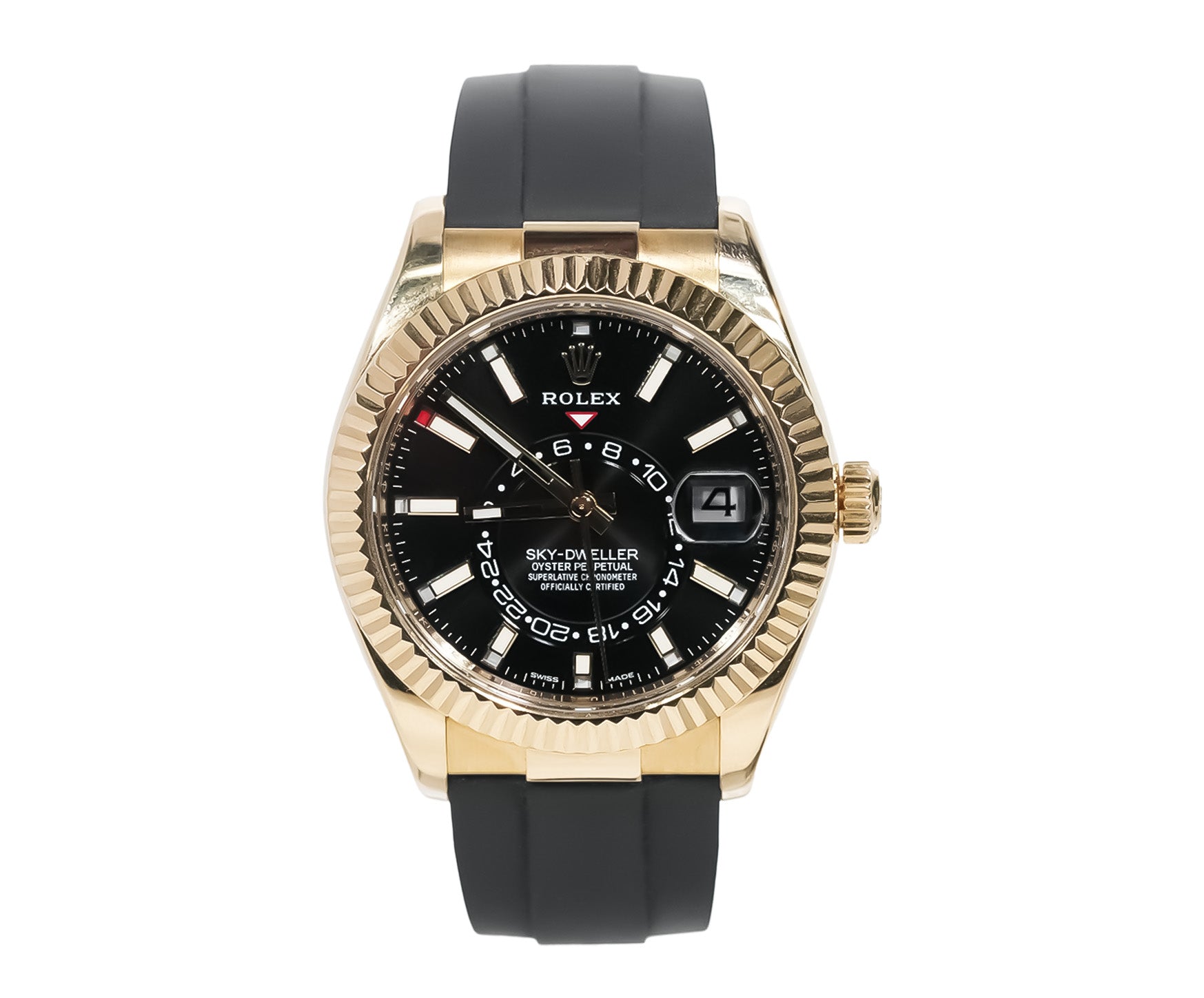 Rolex Sky - Dweller 42mm Yellow Gold Black Dial Oysterflex Ref:326238 - Mr. Alex Jewelry