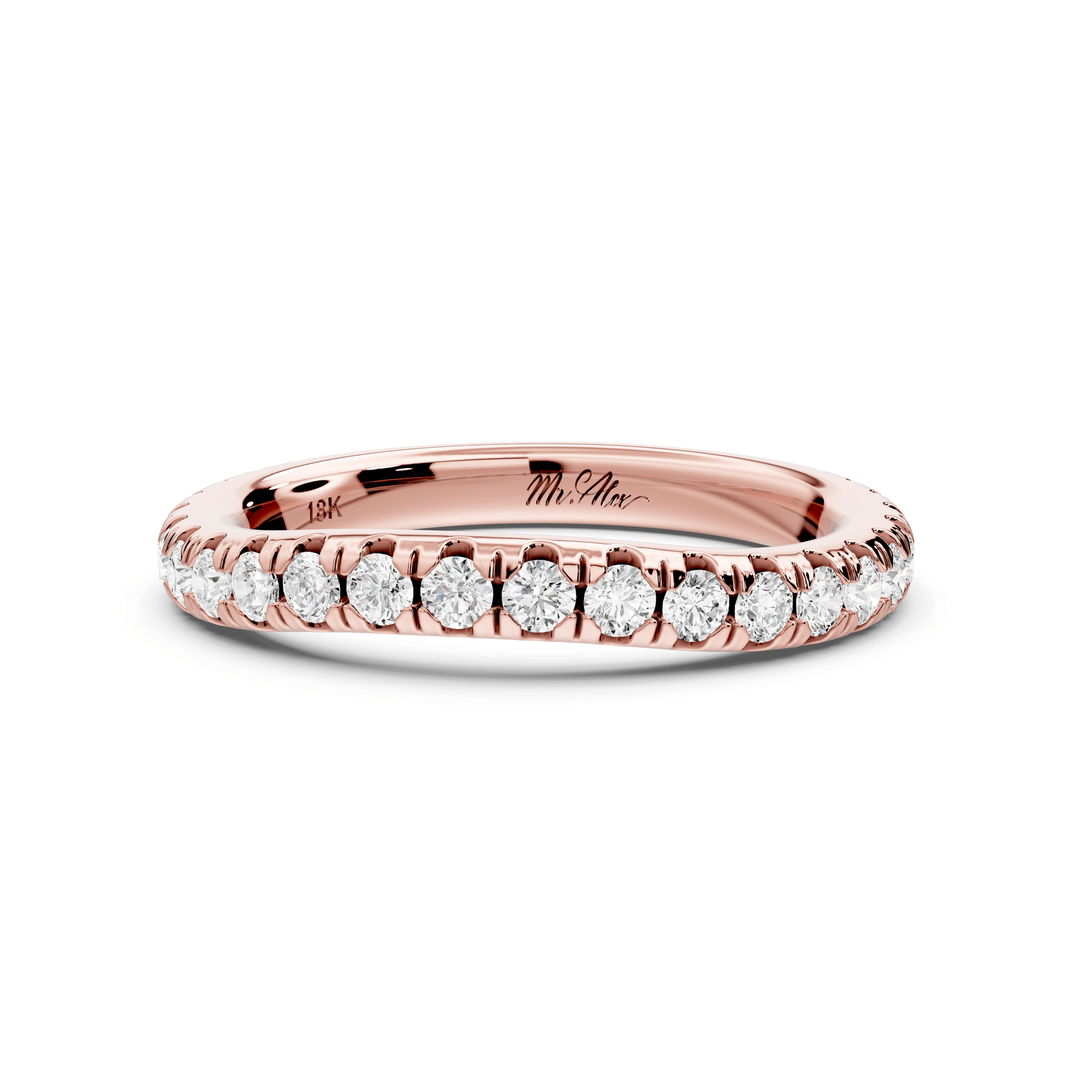 Rosalie - 14k rose gold Diamond Half Eternity Wedding Band Ring - Mr. Alex Jewelry
