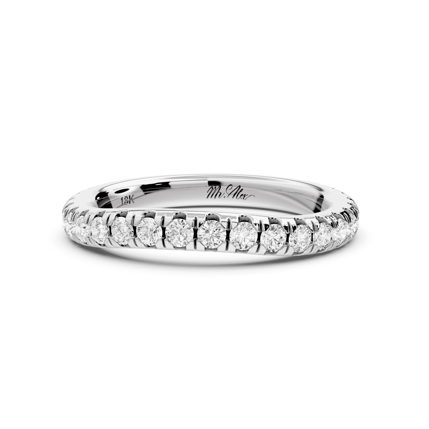 Rosalie - 14k white gold Diamond Half Eternity Wedding Band Ring - Mr. Alex Jewelry