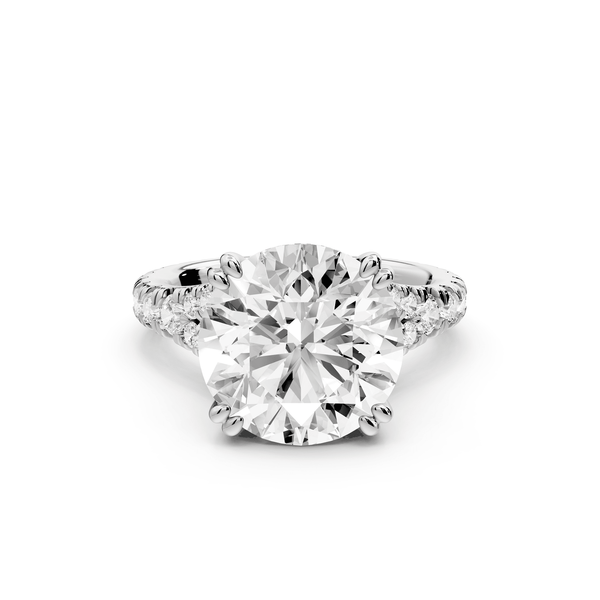 Rosalie - 5ct 18k white gold round Pavé Cathedral Hidden Halo with Diamond Bridge split shank Engagement Ring - Mr. Alex Jewelry