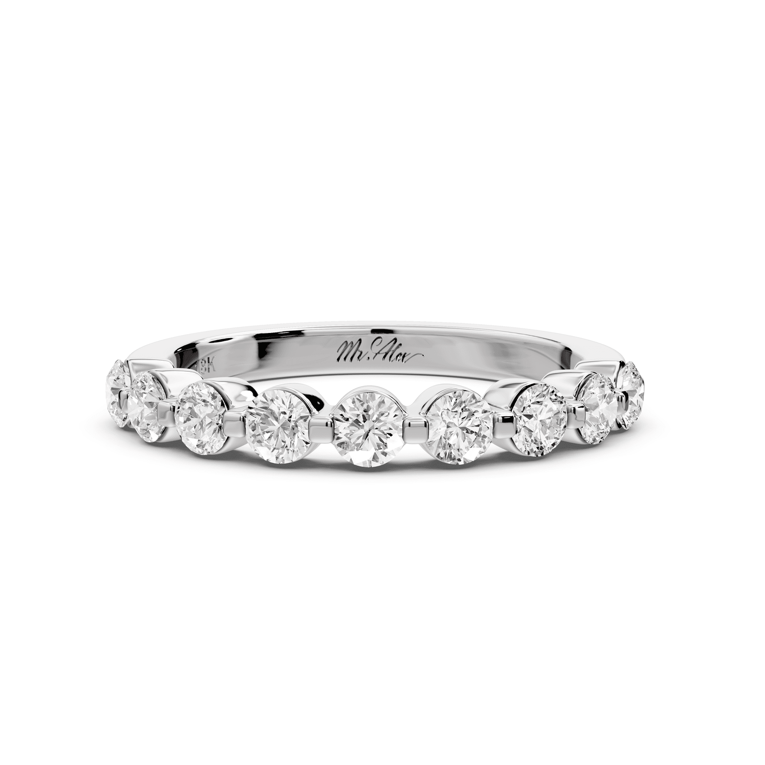 Sapir - 0.66ct 18k white gold Shared-Prong Diamond Eternity Band Ring - Mr. Alex Jewelry
