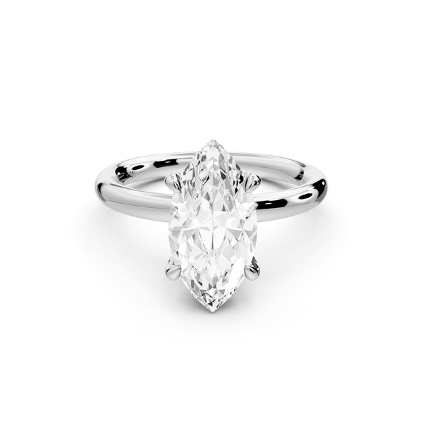 Shira - 2ct 14k white gold marquise diamond with hidden halo and diamond crown talon prong solitaire engagement ring - Mr. Alex Jewelry