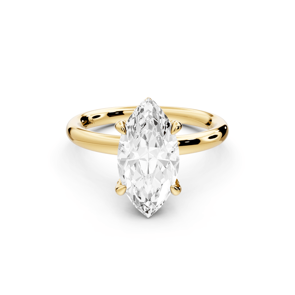 Shira - 2ct 14k yellow gold marquise diamond with hidden halo and diamond crown talon prong solitaire engagement ring - Mr. Alex Jewelry