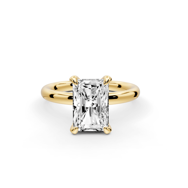 Shira - 2ct 14k yellow gold radiant diamond with hidden halo and diamond crown talon prong solitaire engagement ring - Mr. Alex Jewelry