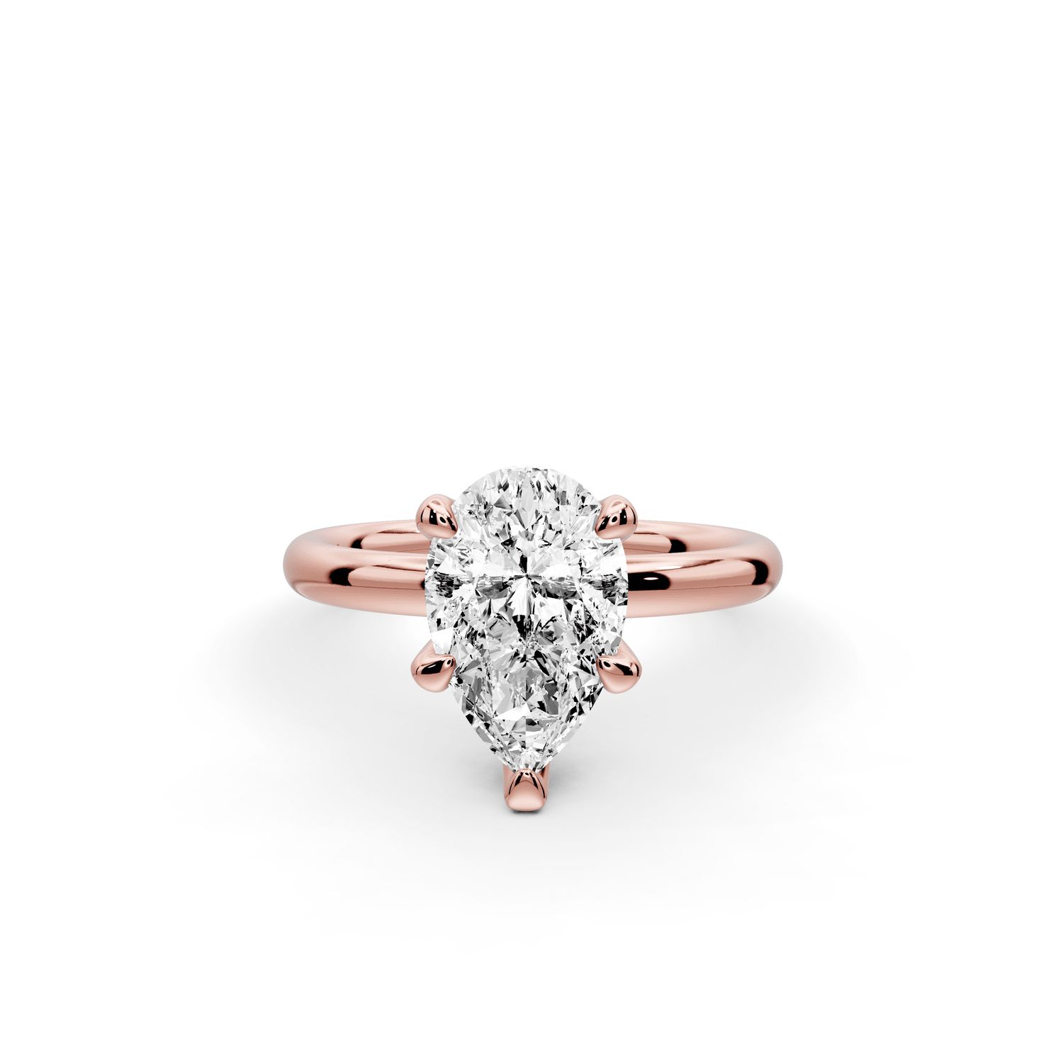 Shira - 2ct 18k rose gold pear diamond with hidden halo and diamond crown talon prong solitaire engagment ring - Mr. Alex Jewelry