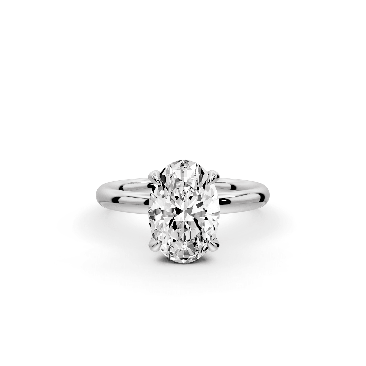 Shira - 2ct 18k white gold oval diamond with hidden halo and diamond crown talon prong solitaire engagment ring - Mr. Alex Jewelry