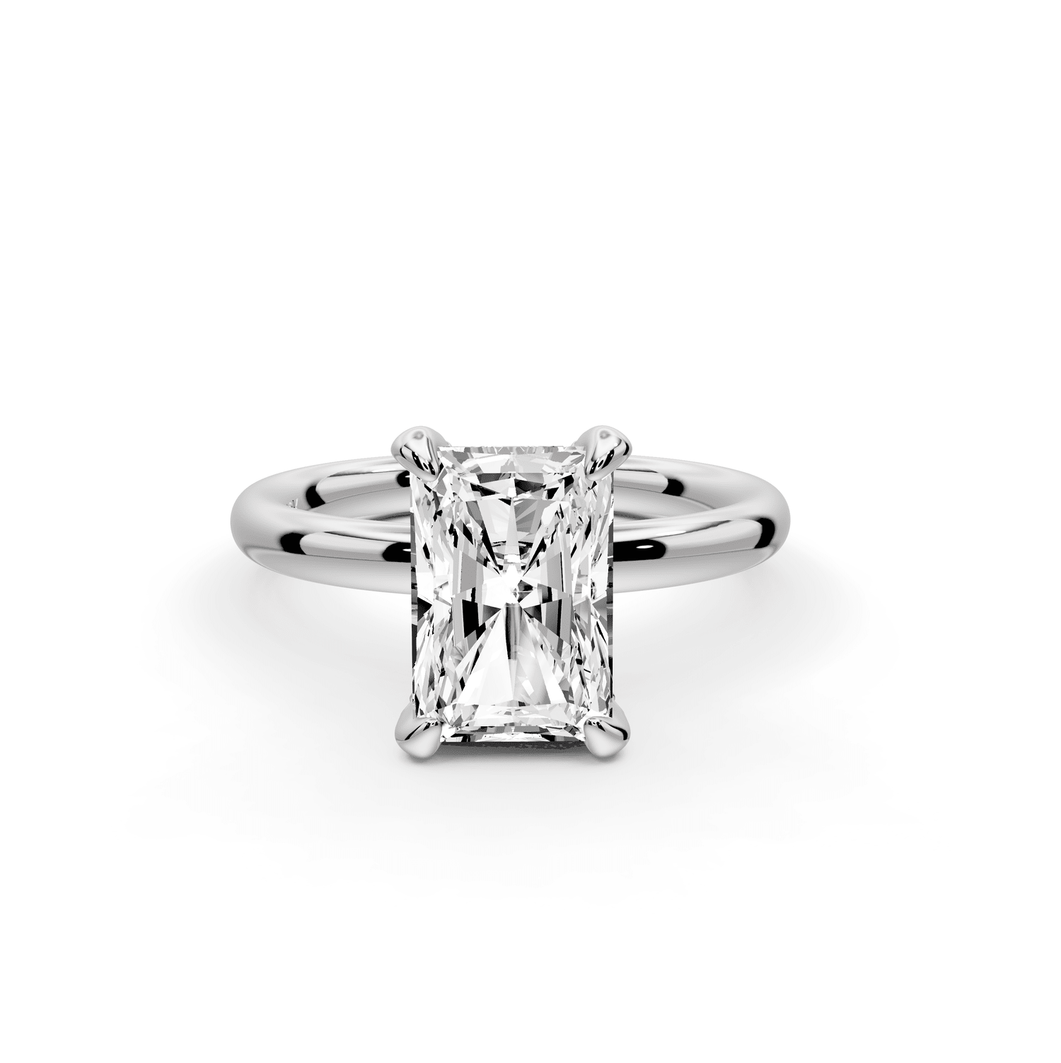 Shira - 2ct 18k white gold radiant diamond with hidden halo and diamond crown talon prong solitaire engagement ring - Mr. Alex Jewelry