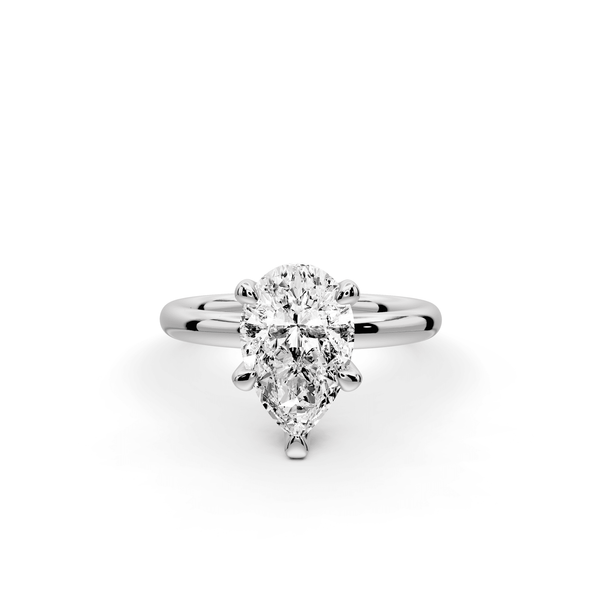 Shira - 2ct platinum pear diamond with hidden halo and diamond crown talon prong solitaire engagment ring - Mr. Alex Jewelry