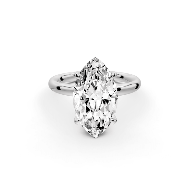 Shira - 3ct 14k white gold marquise diamond with hidden halo and diamond crown talon prong solitaire engagement ring - Mr. Alex Jewelry
