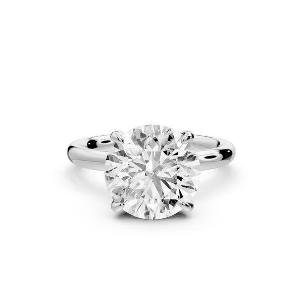 Shira - 3ct 14k white gold round diamond with hidden halo and diamond crown talon prong solitaire engagment ring - Mr. Alex Jewelry