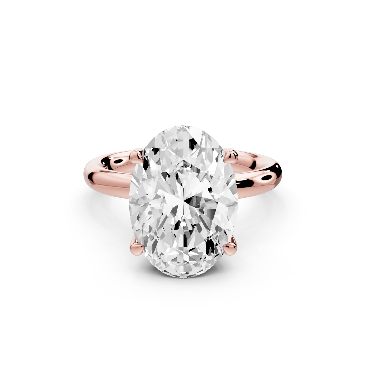 Shira - 3ct 18k rose gold oval diamond with hidden halo and diamond crown talon prong solitaire engagment ring - Mr. Alex Jewelry