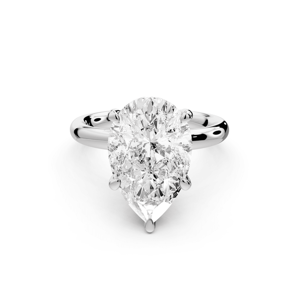 Shira - 3ct platinum pear diamond with hidden halo and diamond crown talon prong solitaire engagment ring - Mr. Alex Jewelry