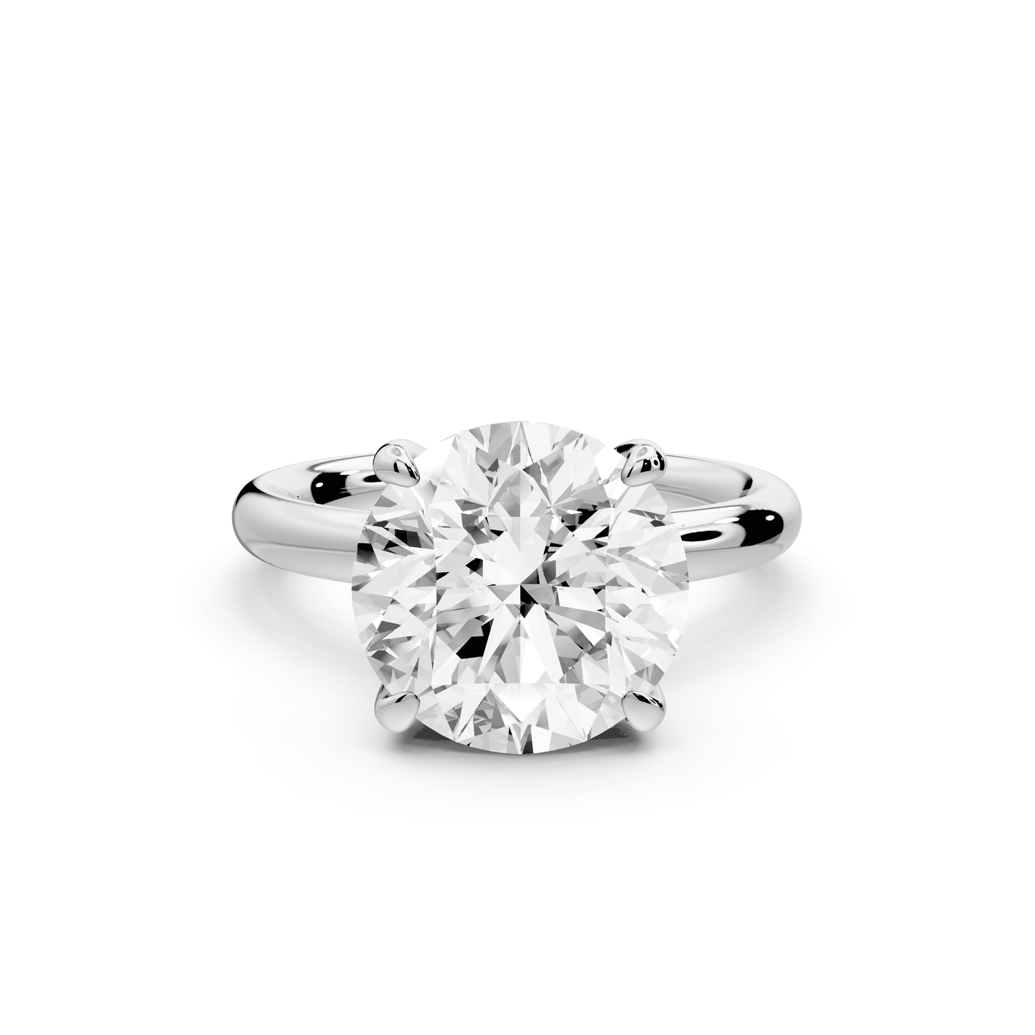 Shira - 4ct 14k white gold round diamond with hidden halo and diamond crown talon prong solitaire engagment ring - Mr. Alex Jewelry