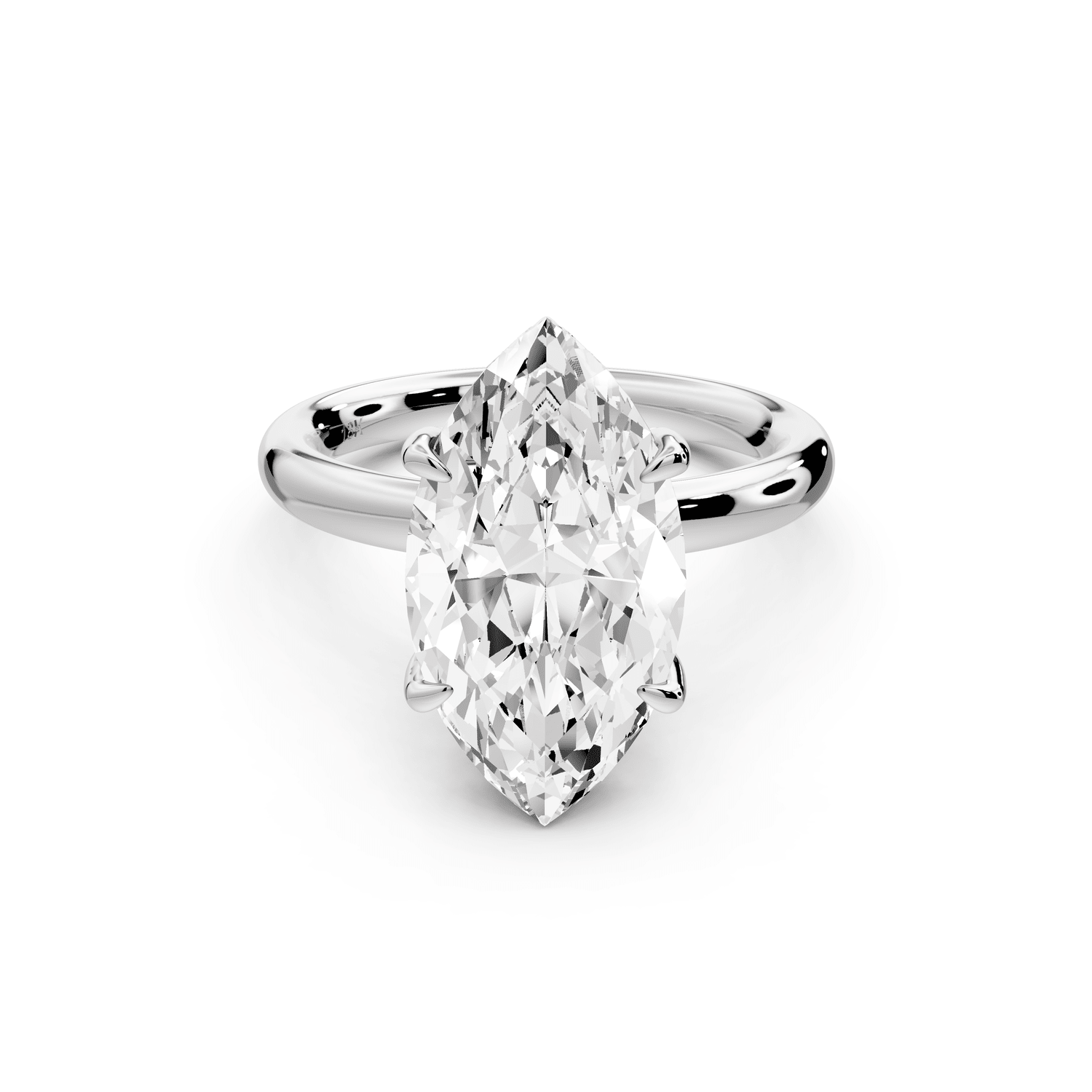 Shira - 4ct 18k white gold marquise diamond with hidden halo and diamond crown talon prong solitaire engagement ring - Mr. Alex Jewelry