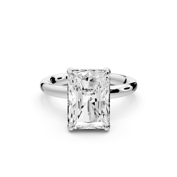 Shira - 4ct platinum radiant diamond with hidden halo and diamond crown talon prong solitaire engagement ring - Mr. Alex Jewelry