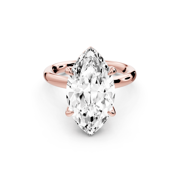 Shira - 5ct 14k rose gold marquise diamond with hidden halo and diamond crown talon prong solitaire engagement ring - Mr. Alex Jewelry