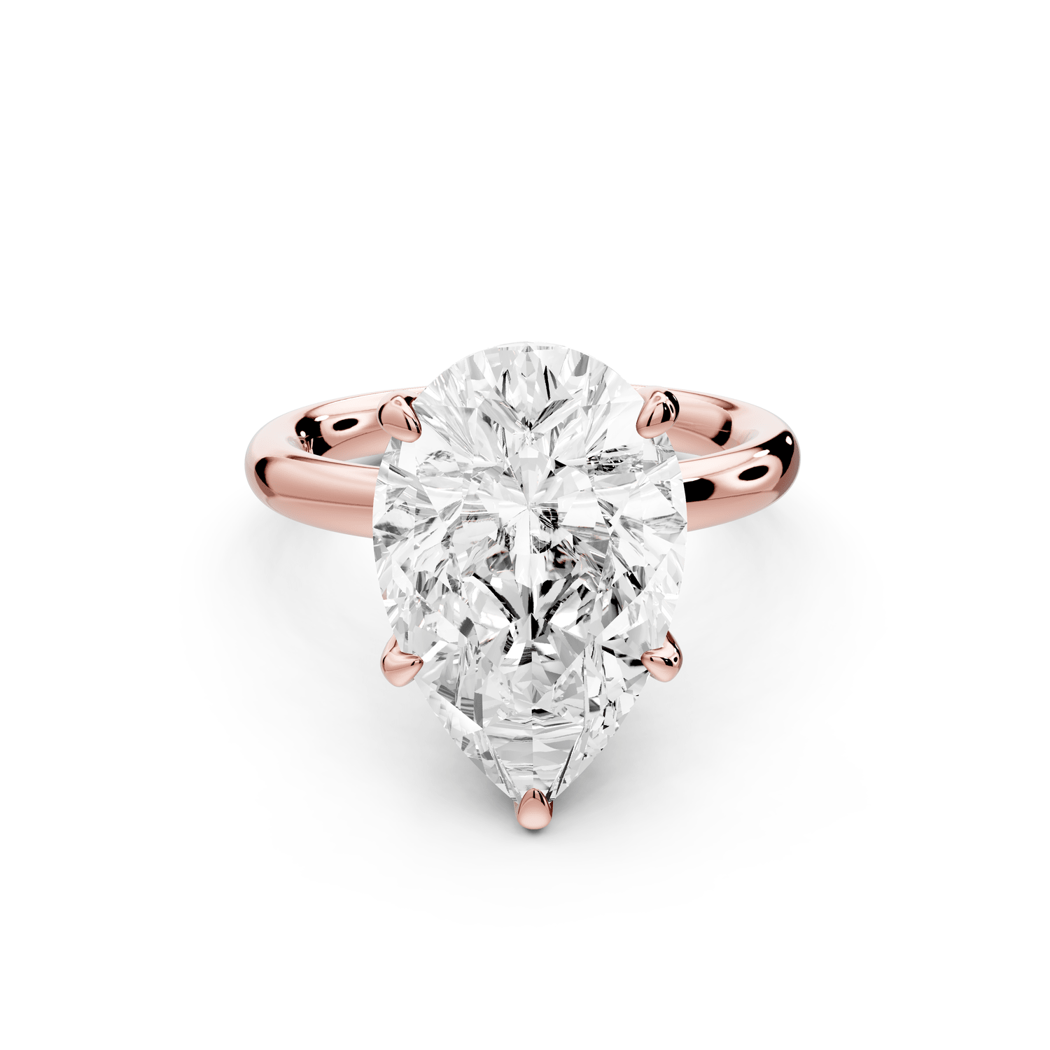 Shira - 5ct 18k rose gold pear diamond with hidden halo and diamond crown talon prong solitaire engagment ring - Mr. Alex Jewelry