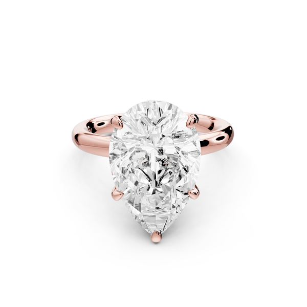 Shira - 5ct 18k rose gold pear diamond with hidden halo and diamond crown talon prong solitaire engagment ring - Mr. Alex Jewelry