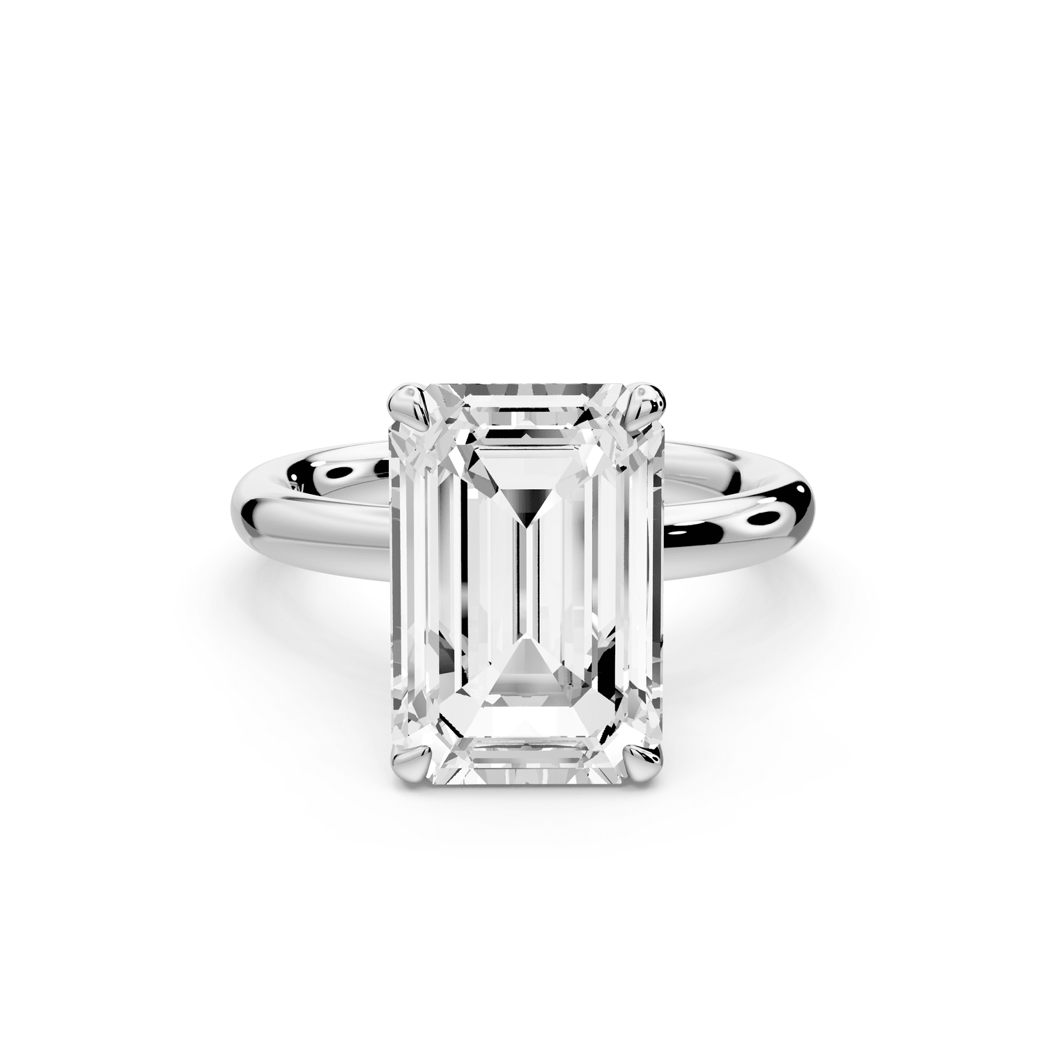 Shira - 5ct platinum emerald diamond with hidden halo and diamond crown talon prong solitaire engagment ring - Mr. Alex Jewelry