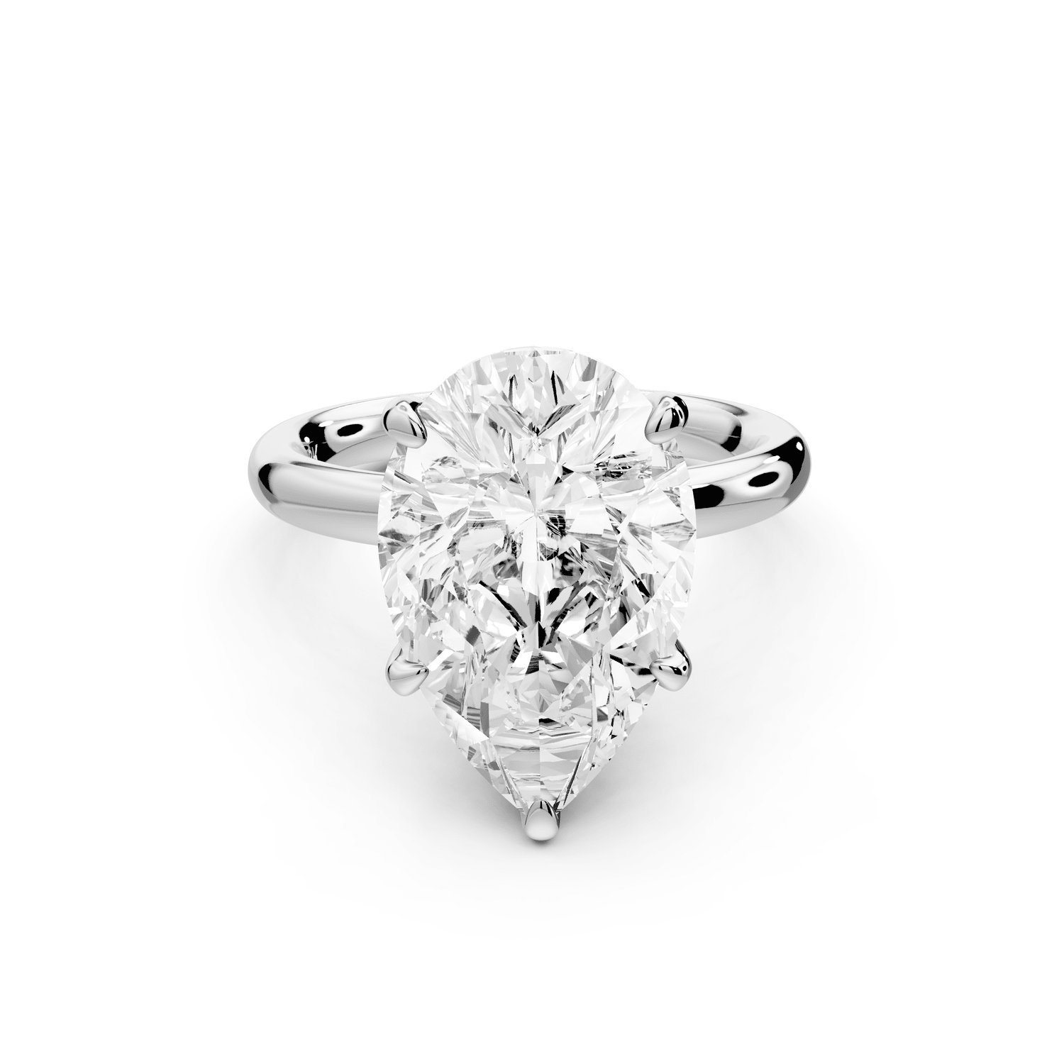 Shira - 5ct platinum pear diamond with hidden halo and diamond crown talon prong solitaire engagment ring - Mr. Alex Jewelry